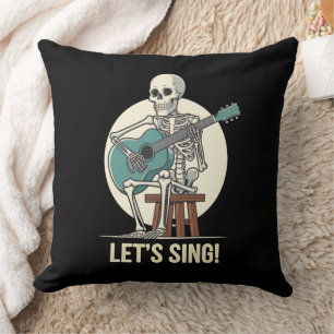Coussin Skeleton Guitar - "Chantons !" Squelette musical