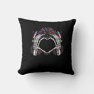 Coussin Skeleton Hand Heart USA Patriotic American