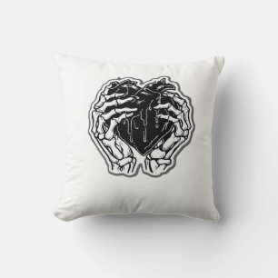 Coussin Skeleton Heart Hands Drôle