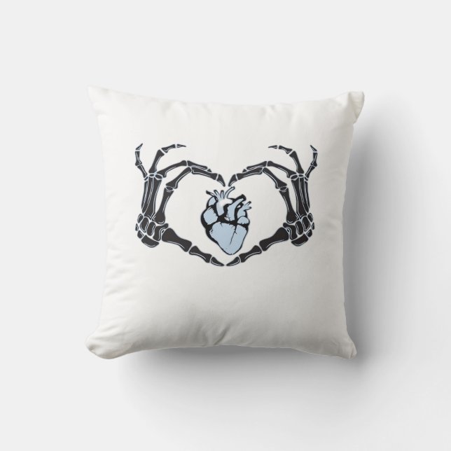 Coussin Skeleton Heart Mains Design Classique Pour Hallowe (Recto)