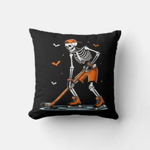 Coussin Skeleton Hockey sur glace Halloween garçons Drôle