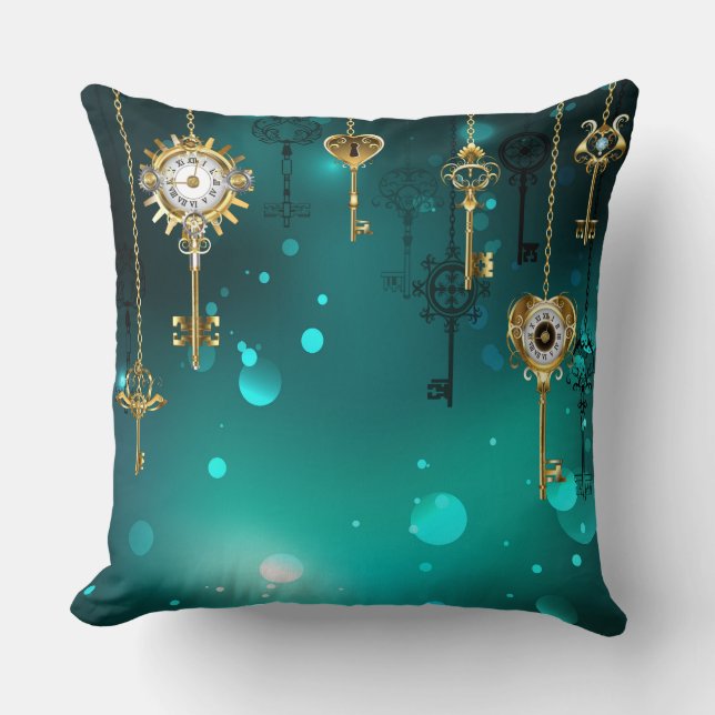 Coussin Skeleton Keys on Green Background (Recto)
