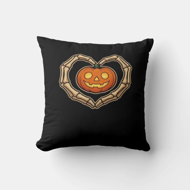 Coussin Skeleton Mains Coeur avec Citrouille mignon Hall É (Recto)