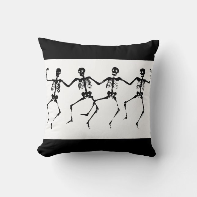 Coussin Skeletons dansants (noir blanc) (Recto)