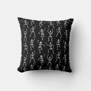 Coussin Skeletons Éffrayants noirs et blancs