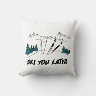 Coussin Ski Vous Plus Tard Station De Ski Scène D'Hiver