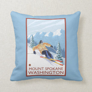 Coussin Skieur de neige de Downhhill - bâti Spokane,