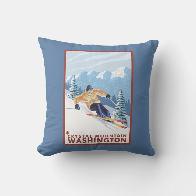 Coussin Skieur de neige de Downhhill - montagne en (Recto)