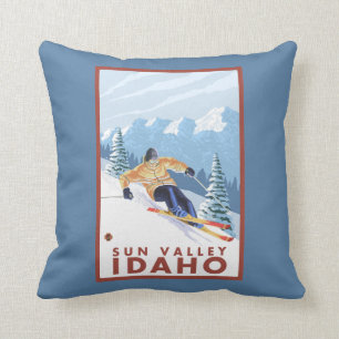 Coussin Skieur de neige de Downhhill - Sun Valley, Idaho