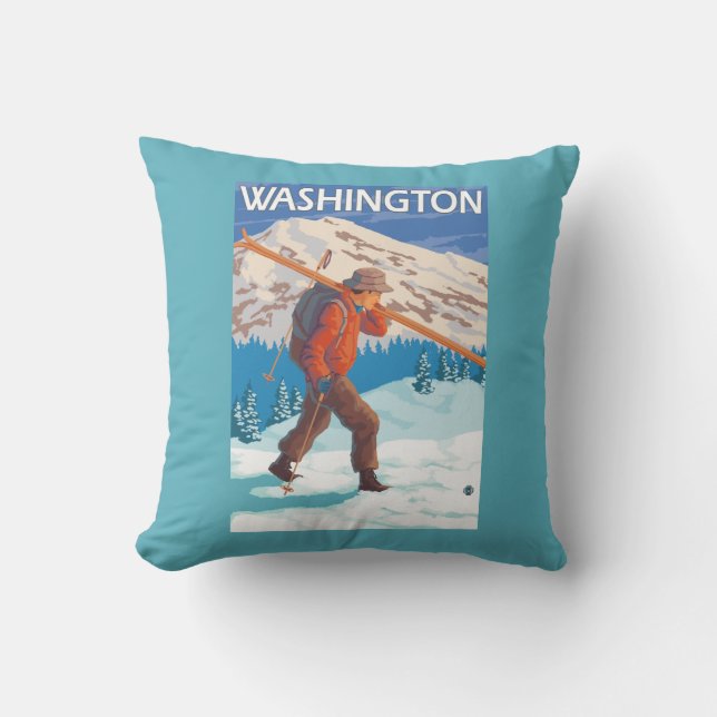 Coussin Skis de transport de neige de skieur - Washington (Recto)