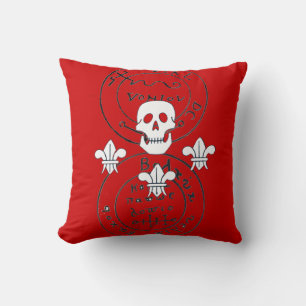 COUSSIN SKULET ET FLEUR DE LISE / PIRATES CARTES DE TRÉSOR
