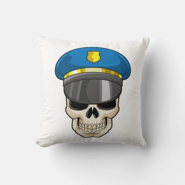 Coussin Skull as Police officer with Police hat (Recto)