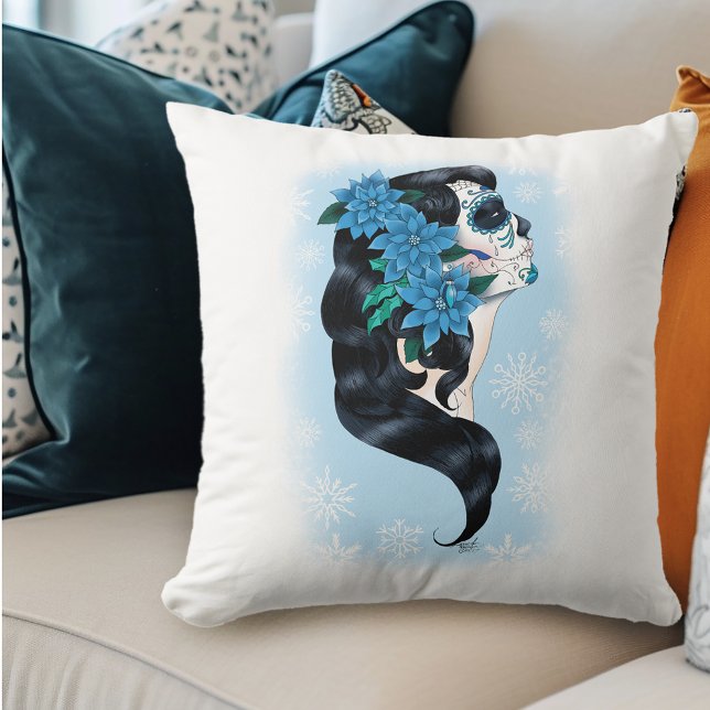 Coussin Skull d'hiver Flèches de neige bleues (Créateur téléchargé)