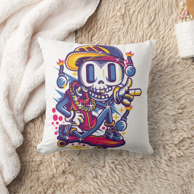 Coussin Skull Skater Throw Pillow (Couverture)