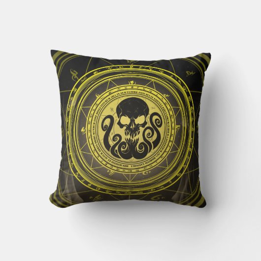Coussin Skullthulhu Effrayante Arcane Jaune (Recto)