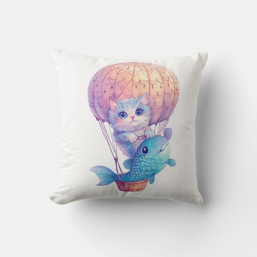 Coussin Sky High Kitty � Aventure de chat fantaisiste mign (Recto)