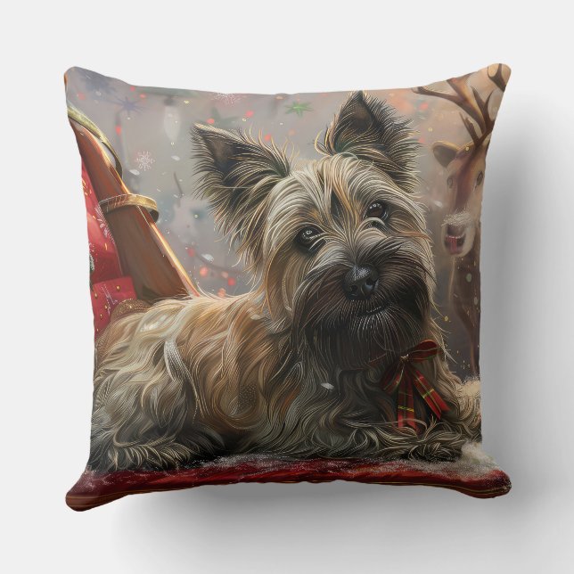 Coussin Skye Terrier Chien Festif de Noël (Verso)