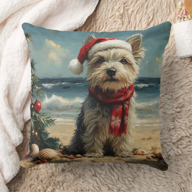 Coussin Skye Terrier Chien Noël Plage Vintage (Couverture)