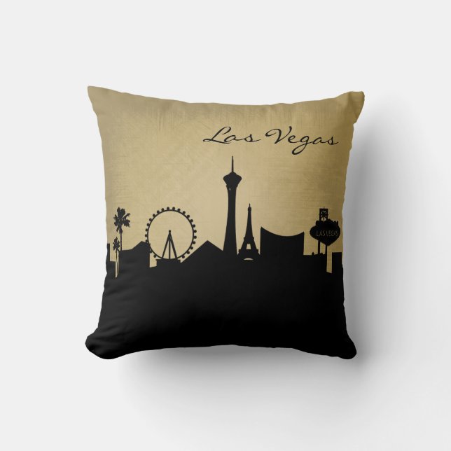 Coussin Skyline de Las Vegas Black and Grunge (Recto)