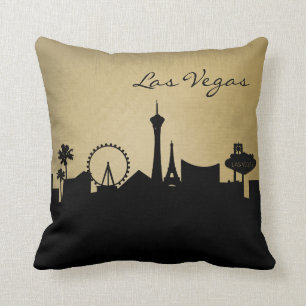Coussin Skyline de Las Vegas Black and Grunge