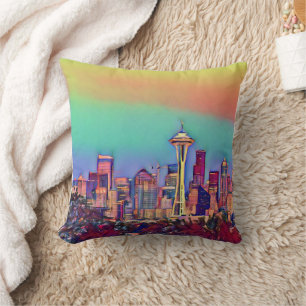 Coussin Skyline Seattle Abstrait