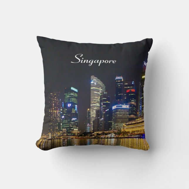 Coussin Skyline Singapour pittoresque (Recto)