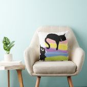 Coussin Sleeping Black Cat Rainbow Throw Pillow (Chaise)