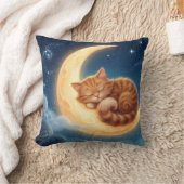 Coussin Sleeping Cat on Moon Nursery Throw Pillow (Couverture)