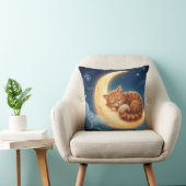 Coussin Sleeping Cat on Moon Nursery Throw Pillow (Chaise)