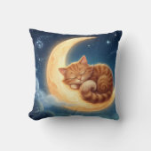 Coussin Sleeping Cat on Moon Nursery Throw Pillow (Recto)