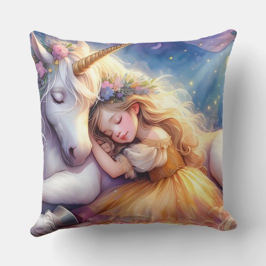 Coussin Sleeping Girl Unicorn Dreamscape (Verso)