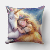 Coussin Sleeping Girl Unicorn Dreamscape (Recto)