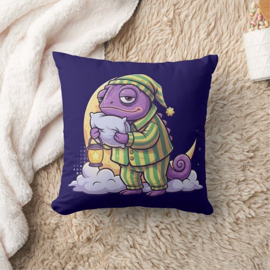 Coussin Sleepy Chameleon Wall Clock – Dreamy & Whimsical T (Couverture)