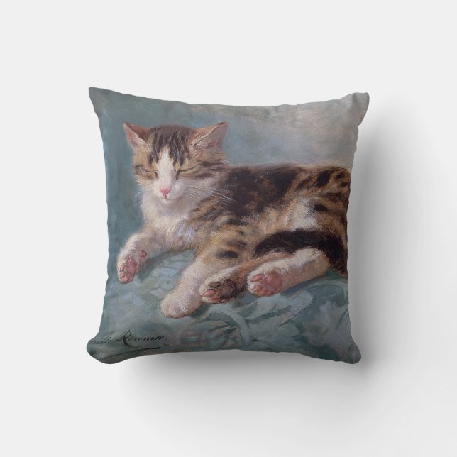 Coussin Sleepy Kitten par Henriette Ronner-Knip (Recto)
