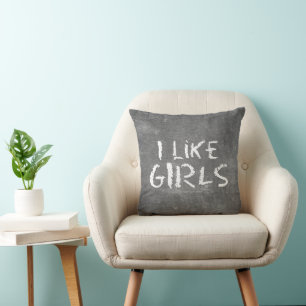Coussin SlipperyJoe's J'aime les filles tableau noir sale