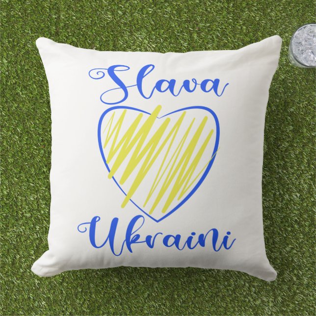 Coussin Slogan Slava La gloire ukrainienne au coeur de l'U (Herbe)
