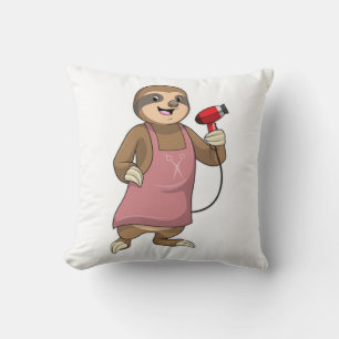 Coussin Sloth as Hair stylist avec Sèche-cheveux