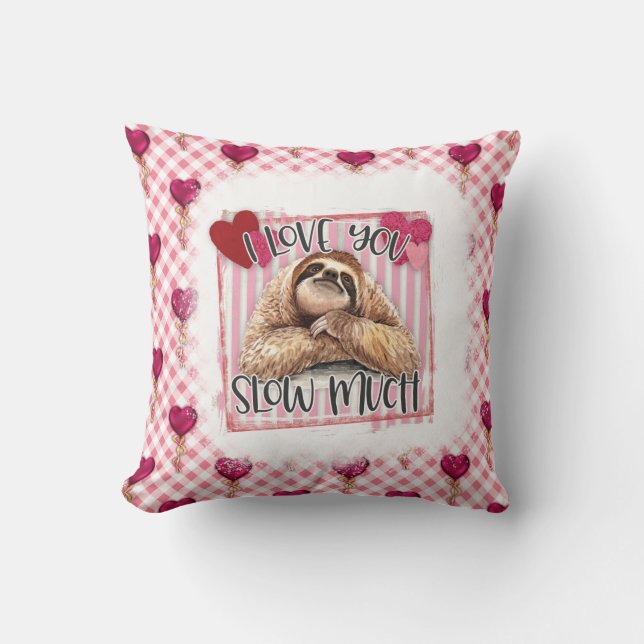 Coussin Sloth Je t'aime Lente Beaucoup Décor Accueil Jeter (Recto)