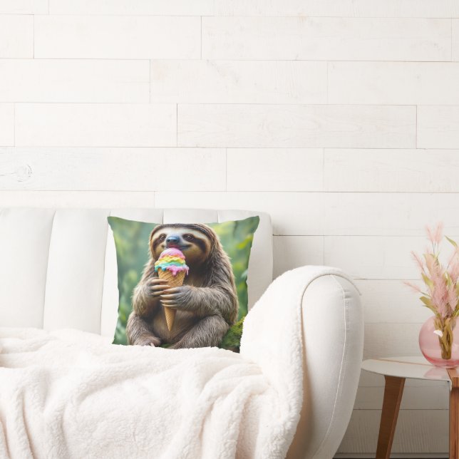 Coussin Sloth Manger un cône de glace arc-en-ciel (Canapé)