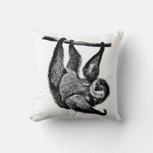 Coussin Sloth pendu dans arbre animal jungle safari art