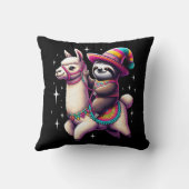 Coussin Sloth Riding Sur Llama Cute Animaux Enfants Garçon (Verso)
