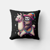 Coussin Sloth Riding Sur Llama Cute Animaux Enfants Garçon (Recto)