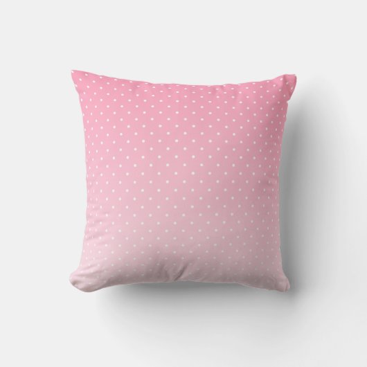 Coussin Small White Polka Dots-Ombre Pink Throw Pillow (Recto)