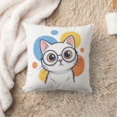 Coussin Smart Nerd White Cat Glasses Design (Couverture)