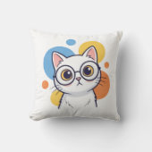 Coussin Smart Nerd White Cat Glasses Design (Recto)