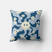 Coussin Smile - Bleu foncé, Bleu clair et Crème (Verso)