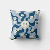 Coussin Smile - Bleu foncé, Bleu clair et Crème (Recto)