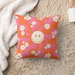 Coussin Smile - rose, orange et crème