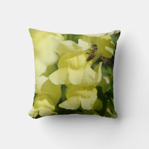 Coussin Snapdragon Jaune Fleurs Florales Jardin Nature Bee