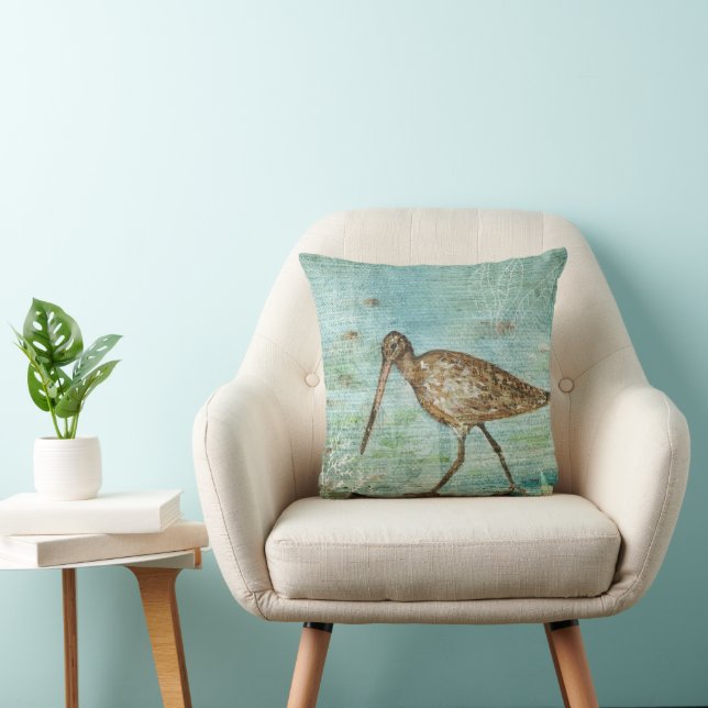 Coussin Snipe Coastal Shorebird Beach House Decor (Chaise)